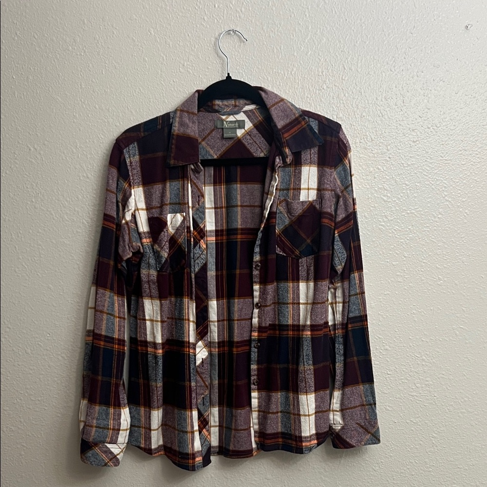Sonoma Burgundy and White Plaid Casual Shirt